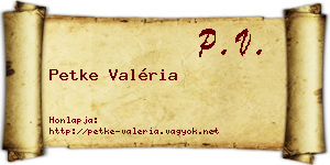 Petke Valéria névjegykártya