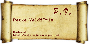 Petke Valéria névjegykártya